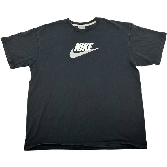 Vintage y2k Men's Black White Nike Logo Swoosh T Shirt Sz Large W/ Silver Tag - Picture 1 of 5